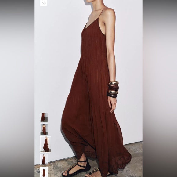 Zara Large ZW Collection Embroidered‎ Dress Boho Whimsical Garden Floral Fairy - Picture 5 of 12